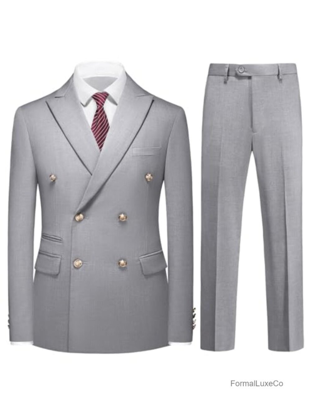 Men's Double Breasted 2 Piece Suit Set Regular Fit Peak Lapels